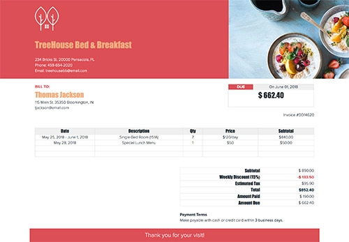 hospitality invoice example | Xtensio