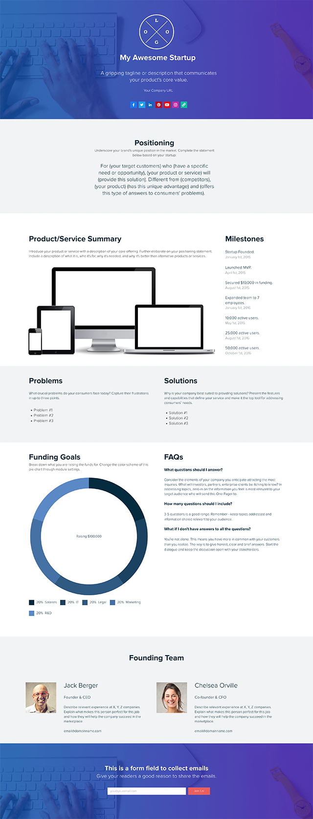Startup One Pager Template And Examples Xtensio